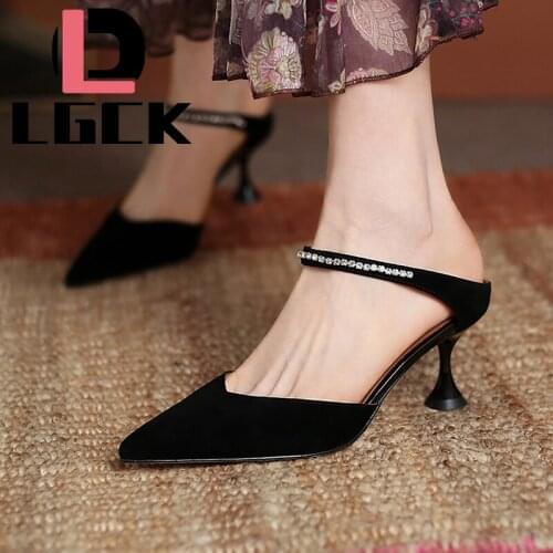 Slingback Sexy Women Pumps Fashion Ladies High Heels Shoes Genuine Leather Heels Shoes Woman Pointed Toe Non-slip Brand Summer