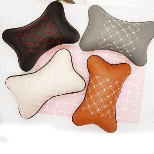 Universal Car Headrest Double Side Pu Leather Neck Memory Pillow Head Support Protector Cushion Auto Travel Accessories