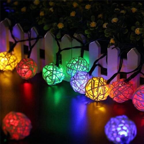 Waterproof Solar Powerd String Light 30 LEDs Outdoor Rattan ball Fairy Lamp Landscape Patio Garden Holiday Camping Decorations