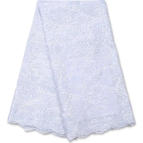XIYA Latest African White color Lace Fabric 2021 High Quality Lace Sequins Nigerian Lace Fabric For Wedding Party Dress 4108B-1