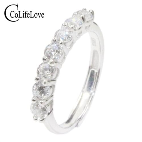 CoLife Jewelry 925 Silver Zircon Ring for Daily Wear 3mm VVS Zircon Silver Ring for Daily Wear Classic Sterling Silver Jewelry
