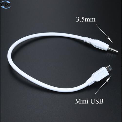 YuXi 3.5mm Stereo Male Plug To Mini USB 5 Pin Male Adapter Convertor Audio Cable for Car AUX MP3 MP4 Phone