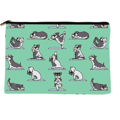 Women Schnauzer Yoga Printed Make up bag Fashion Women Cosmetics Organizer Bag for Travel Colorful Storage Bag for Lady Bag