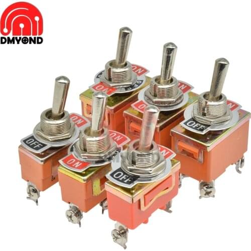 10PCS 3 Positions 6 Pins 6P 6PIN 12mm Toggle Switch S Double Throw SPDT ON-OFF 250V 15A 1/4 Inch Mounting 29*14.5MM