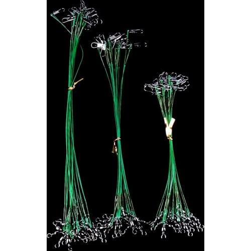 NEWUP 10pcs/lot Anti-bite Fishing Wire Line Leash Lure Fishhook Line Trace Wire Leader Swivel Stainless Steel Rolling Swivels