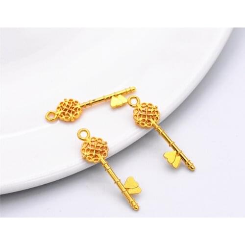 20pcs 34x11mm Gold Color Plated Key Charms Pendant For Making DIY Handmade Jewelry