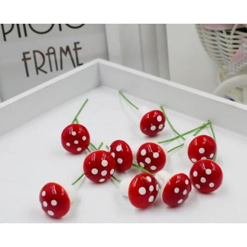 20pcs 20mm Red Foam Toadstool Mushroom Fairy Garden Ornament Decoration Moss Terrarium Crafts Miniatures