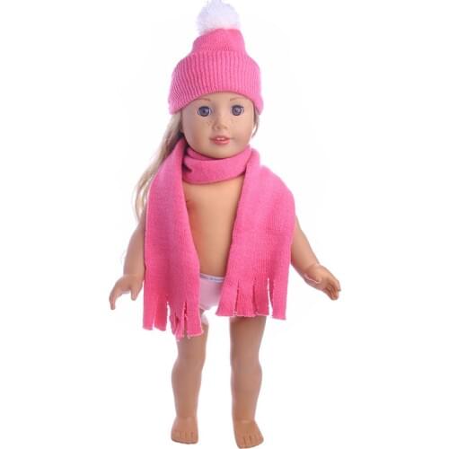 Doll Clothes Accessories Cute Hat Scarf Fit 18 Inch American Doll & 43 Cm Baby New Born Doll For Generation Toy Christmas Gift