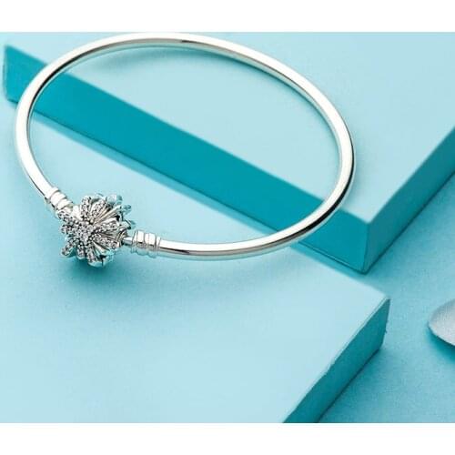 100% 925 Sterling Silver Pan Bracelet New Snake Bone Fireworks Star Wish Snowflake Clasp Bracelet Fit Diy Charm Women Jewelry