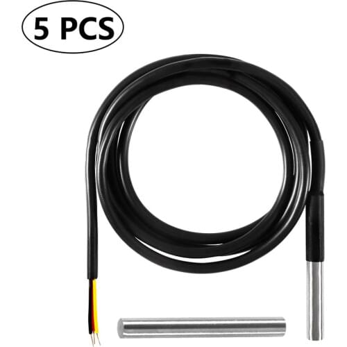 5pcs DS18B20 Temperature Sensor Temperature Probe Stainless Steel Package Waterproof
