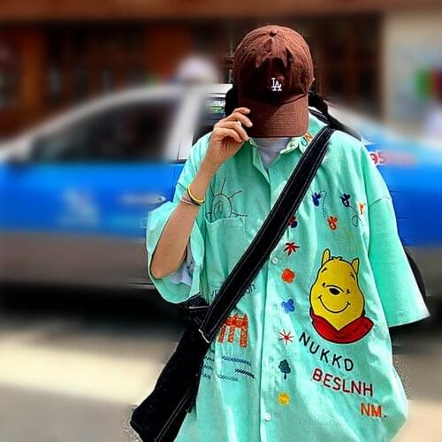 Designer Cute Shirts Summer Blouses Women Cartoon Embroidery Oversize Shirts For Young Ladies School Girls Blusas Feminina NS539