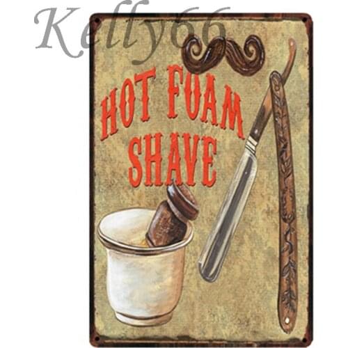 [ Kelly66 ] Hot Foam Shave Barber Shoip Metal Sign Tin Poster Home Decor Bar Wall Art Painting 20*30 CM Size y-1687