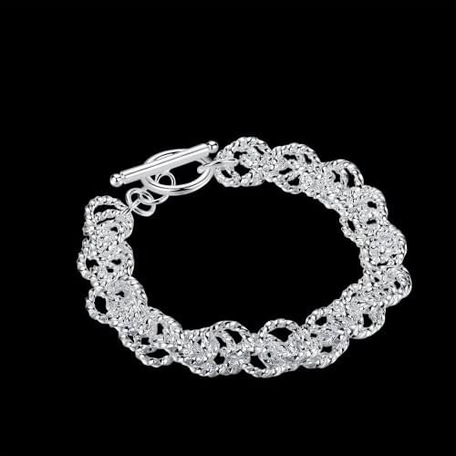 Hot Wedding party fashion Jewelry 925 sterling silver Creativity Circle ring chain Bracelets for women elegant Christmas Gifts