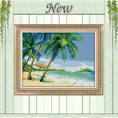 Seaside scenery NKF home decor painting Counted printed on fabric Cross Stitch Needlework kits DMC 14CT 11CT DIY Embroidery Sets