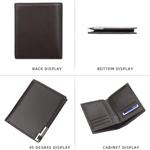 Mens short iron side the ultra-thin youth trend Men Leather Wallet Pocket ID Card Holder Billfold Slim Clutch Purse Gifts