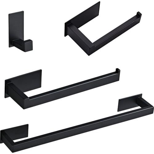 Bathroom Hardware Set Black Robe Hook Towel Rail Bar Rack Bar Shelf Tissue Paper Holder Toothbrush Holder Bathroom Accessories