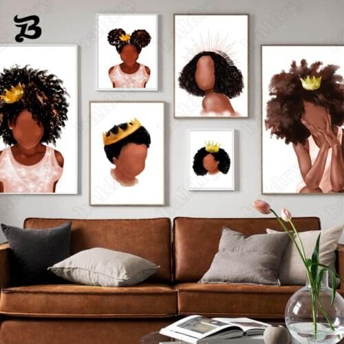Canvas Painting Wall Art Black Little Girl Nordic Abstract Canvas Posters and Prints Wall Pictures for Kids Room Bedroom Decor