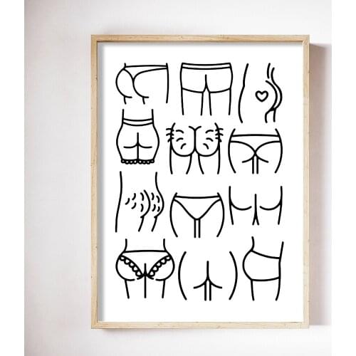 Funny Butts Bathroom Wall Art Canvas Painting Nordic Posters and Prints Decorative Modern Home Decoration