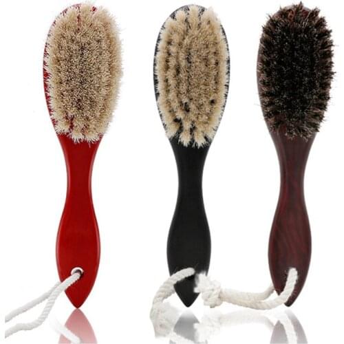 Natural Soft Goat Bristle Hair Sweeping Brush Beard Comb Oval Wood Handle Barber Dust Brush For Broken Hair Cleaning Tool