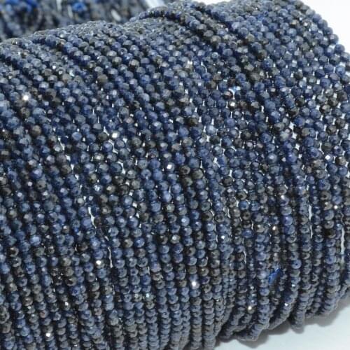 Natural Darker Blue Sapphire Faceted Round Beads 2mm
