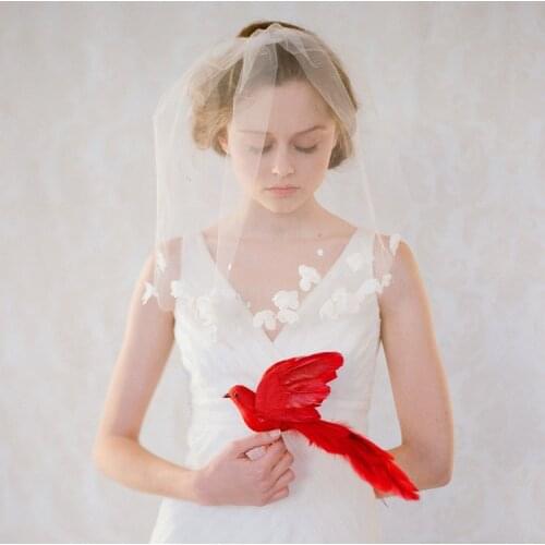 One Layer Wedding Bridal Veils Appliques Edge Tulle Party Accessories In Stock