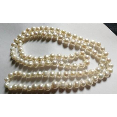 108 Buddha beads 9mm bright white real Pearl necklace natural Freshwater PEARL Jewelry
