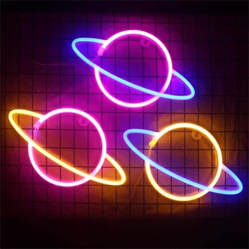 Planet Bar Neon Sign Light Party Wall Hanging LED for Xmas Shop Window Art Wall Decor Neon Lamp USB Battery Powered