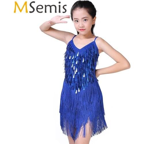 Latin Dance Dress For Girls Latin Dress Sequin Tasse Latin Dance Costumes Kids Salsa Ballet Tango Rumba Ballroom Dancewear Girls
