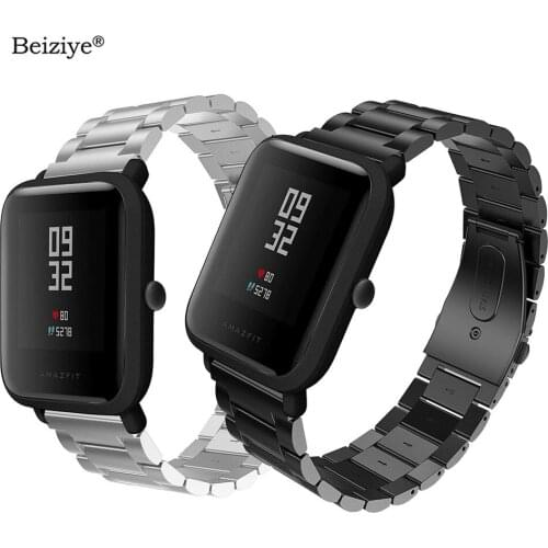 20mm Width Bracelet Strap For Xiaomi Huami Amazfit Bip BIT Youth Metal Stainless Steel Belt Strap For Amazfit Bip Wrist Band