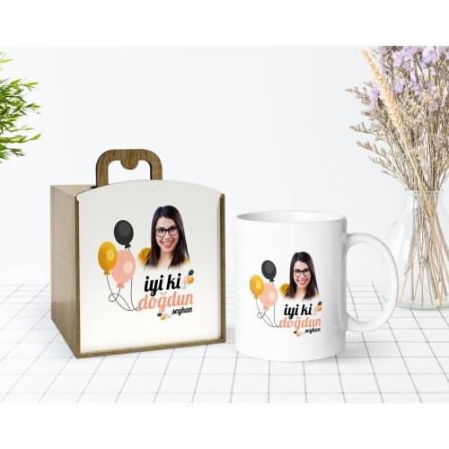 Tailor-made In Wooden Box Photo Birthday Design White Mug Bardak-11