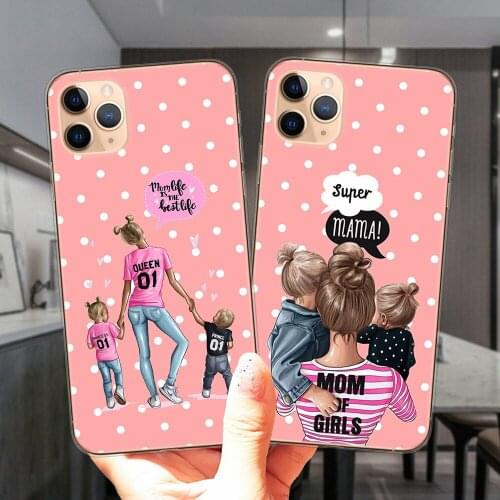 Super Dad Mom Baby Girl Fashion Family Silicone Phone Case Cover For iPhone 12 11 Pro XS Max X XR 6 6S 7 8 Plus 12Pro 5S SE 2020