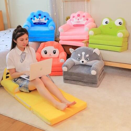 Folding sofa for children lengthen Four fold Cartoon baby seat Lazy people lie on the couch removable and washable