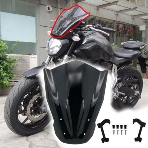 Windshield Windscreen with Mounting Bracket For YAMAHA MT07 MT-07 MT 07 FZ-07 FZ07 FZ 07 2014-2017 Wind Deflectors Cover