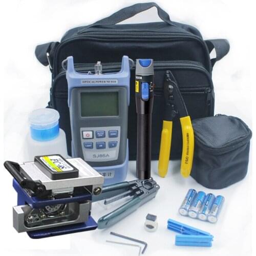 Optical Fiber Tools with Fiber Power Meter and FC-6S Cutter and Stripper Pliers and Visual Fault Locator Cable Laser Tester VFL