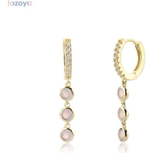 Lozoya 925 Sterling For Women Silver Purple Opals Drop Earring Pendiente Clips Piercing Luxury Fine Jewelry 2021 Wedding Gift