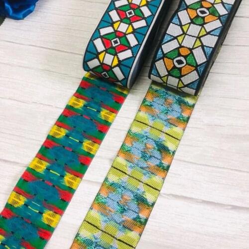 10yards/lot wide 5cm Woven Jacquard Ribbon geometry for curtain and clothing accessory H-9748
