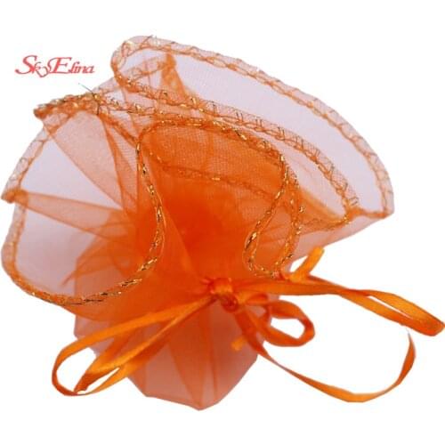 100pcs 26cm tulle fabric drawstring pouch wedding birthday Christmas gift candy bag display bag Round Organza bag 5zsh837