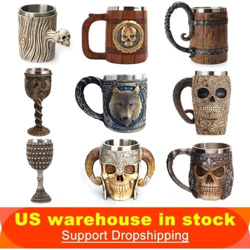 500ml Retro Beer Cup Skull Mug Espresso Coffee Cup Set Handmade Beer Mug Tea glass Whiskey Glass Cups Drinkware