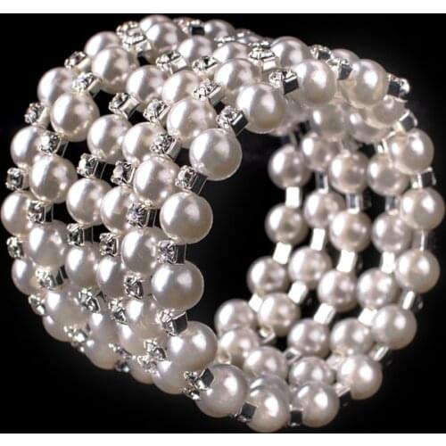 1 Piece Belly Dance Costume Accessories Oriental Armwear Diamonds Wristband Adjustable Armband Dance Pearl Bracelet