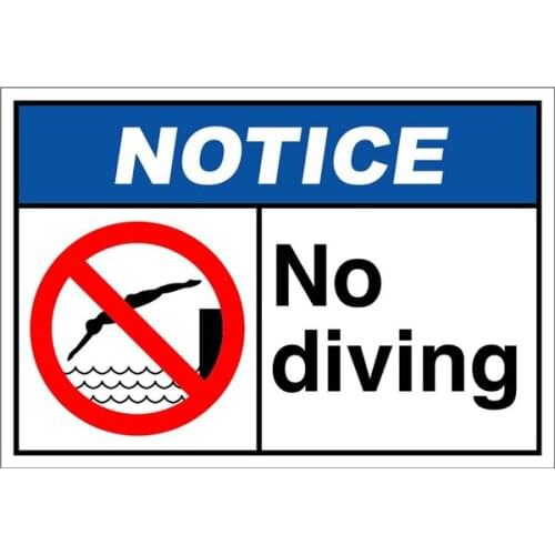 No Diving Notice Aluminum METAL Sign