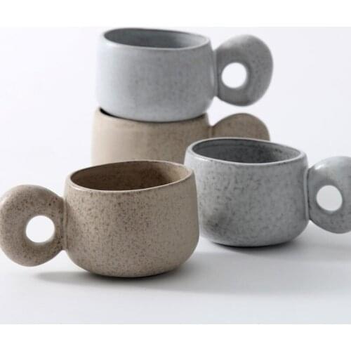 Big Ear Handle Cups Ceramic Collectible Art Vintage Coffee Mugs Handmade Nordic Drinkware Retro Pottery Tea Milk Cup Unique Gift