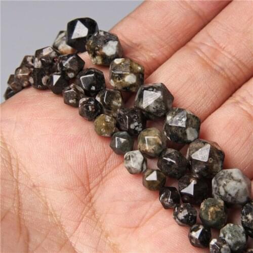 6 8 10MM Natural Diamonds Faceted Cherry Blossoms Stone Loose Spacer Beads DIY Bracelet Necklace Charms for Jewelry Making 15"