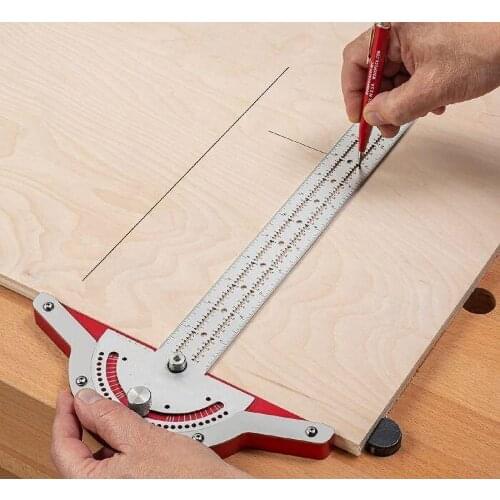 Woodworkers Edge Ruler Protractor Angle Protractor Two Arm Woodworking Ruler Measure Instruments Carpentry Tools