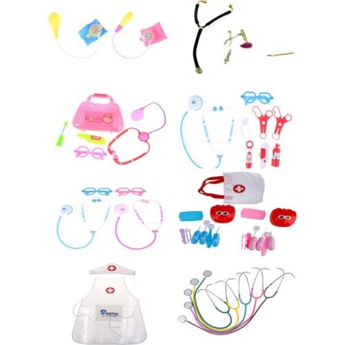 Stethoscope Children Pretend Play Doctor Nurse Toy Set Portable Suitcase Medical Kit Kids Role Play Dentist Check Teeth Model