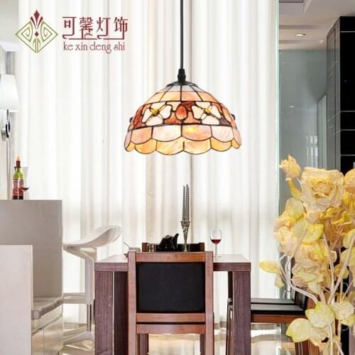 European Tiffany Ceiling Retro Shell Mediterranean Sea Pastoral Ceiling Lights Luminaria Teto Ceiling Lamps For Home Decoration