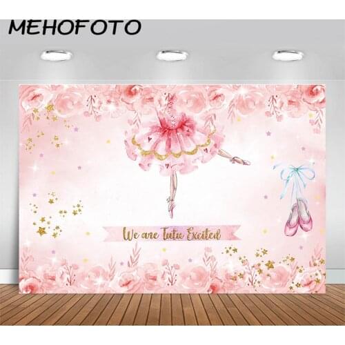 Princess Ballerina Photography Backdrop Ballerina Tutu Pink Flower Background Glitter Tutu Baby Shower Photo Backdrops