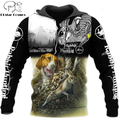 3D Printed Rabbit Hunting Animal Hoodie Harajuku Autumn Sweatshirt Streetwear hoodies Unisex Casual jacket Tracksuits KJ090