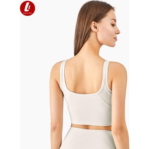 LULUBANANA CLASSIC RIBBED Sweat-wicking Workout Yoga Sport Bras Top Women Naked Feel Padded Gym Running Bras Crop Top Brassiere