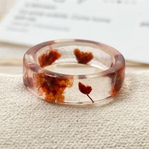 Summer Korean Colorful Resin Flowers Ring For Women Girls Fashion Transparent Acrylic Rings Party Wedding Finger Jewelry