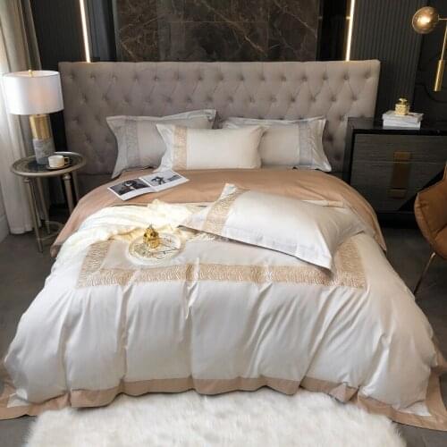 1000TC Egyptian Cotton bedding sets Luxury Hotel bed set pillow Embroidery duvet cover bed sheet Quilt cover Queen King Size